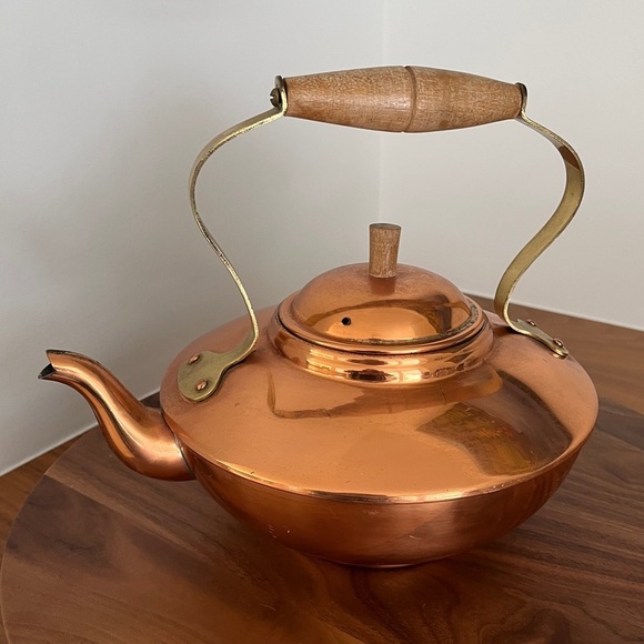 COPRAL Vintage Copper Tea Pot Kettle Made Portugal Shabby Chic Cabincore Decor - Picture 6 of 16